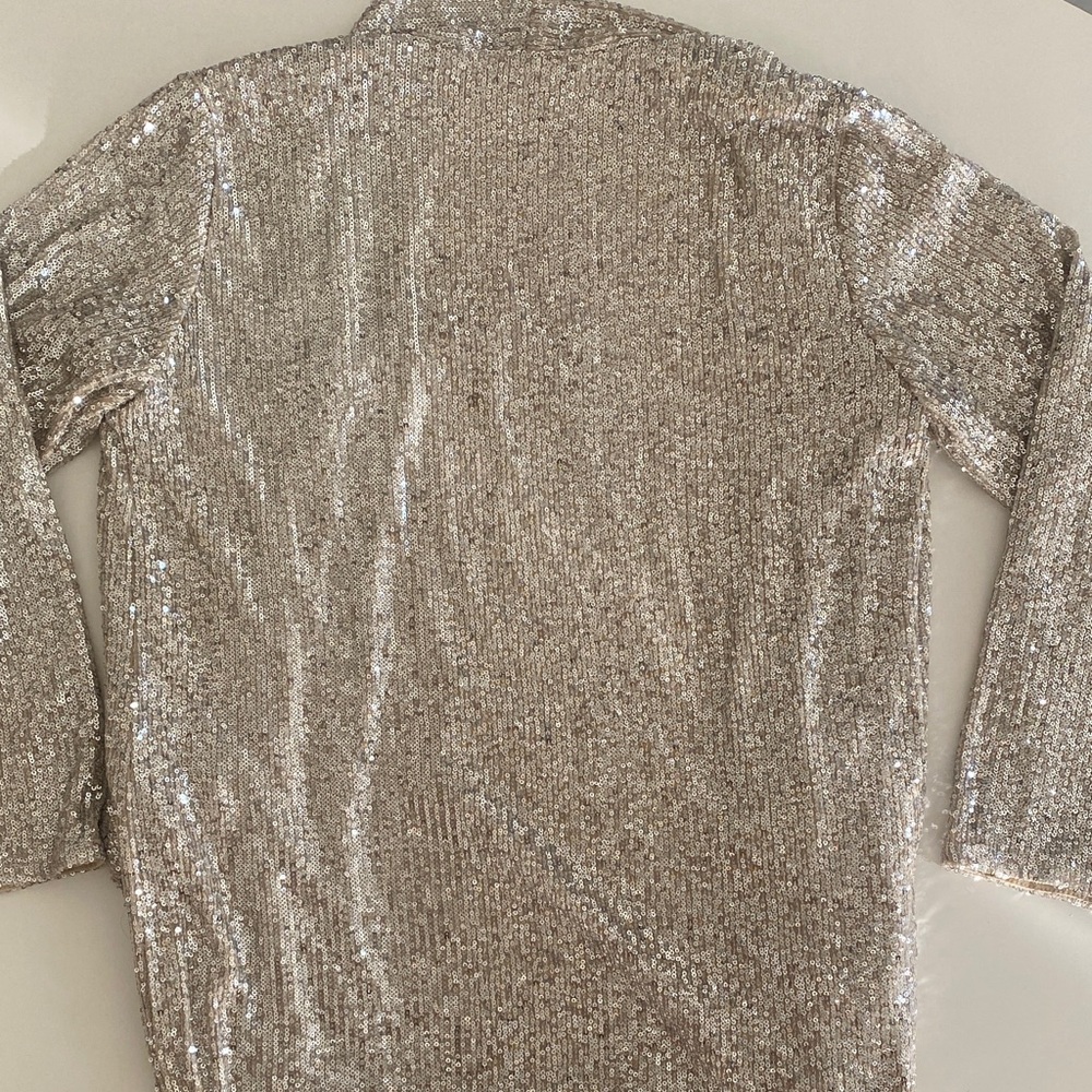 Silver Sequin Open Front Jacket - image 5
